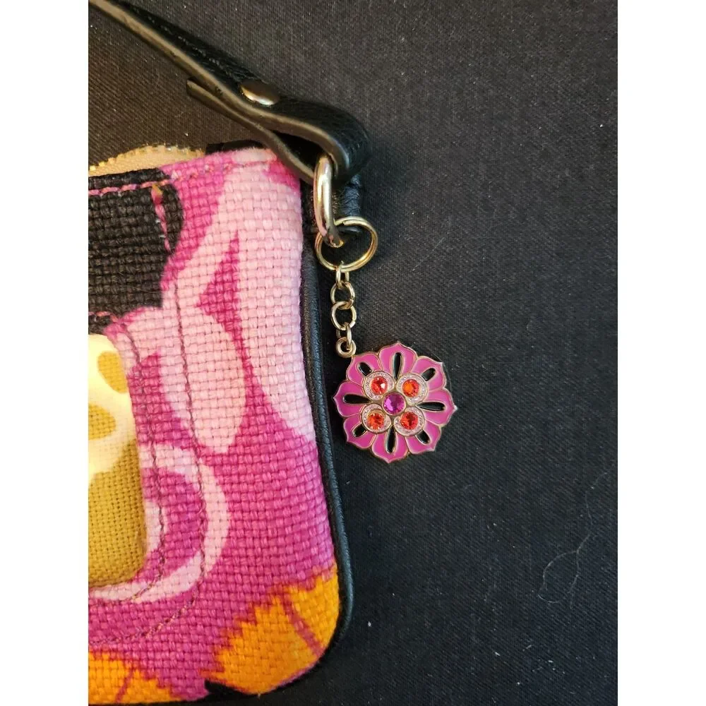 SPARTINA 449 Linen & Leather Small Wristlet Clutch ID Slot Multi Color New NB